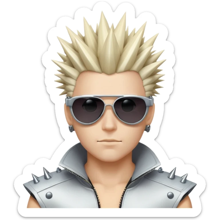 cyber y2k guy with futuristic sunglasses and spiky hair sticker