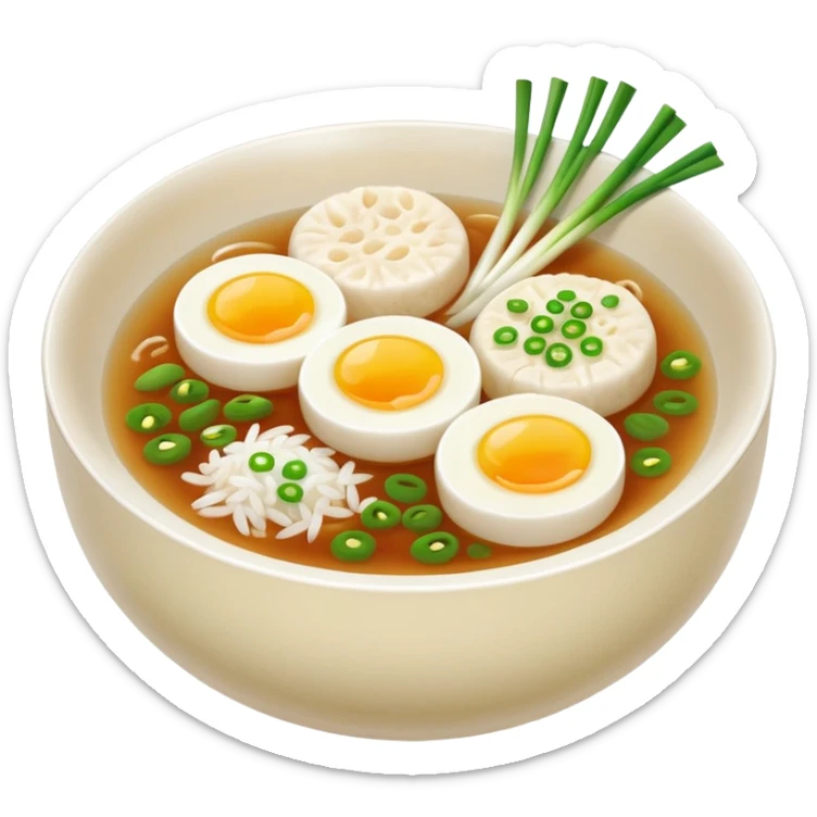 Make an emoji of tteokguk, a traditional Korean food. sticker