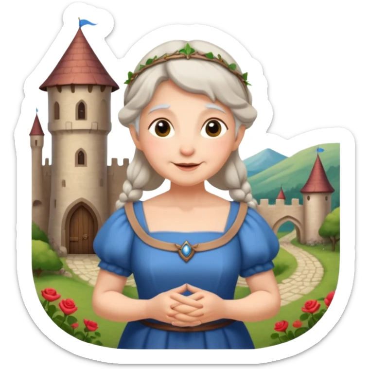The kind and amiable grandmother in medieval fairy tales sticker