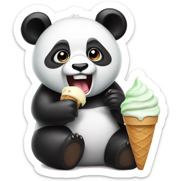Panda eating ice cream sticker