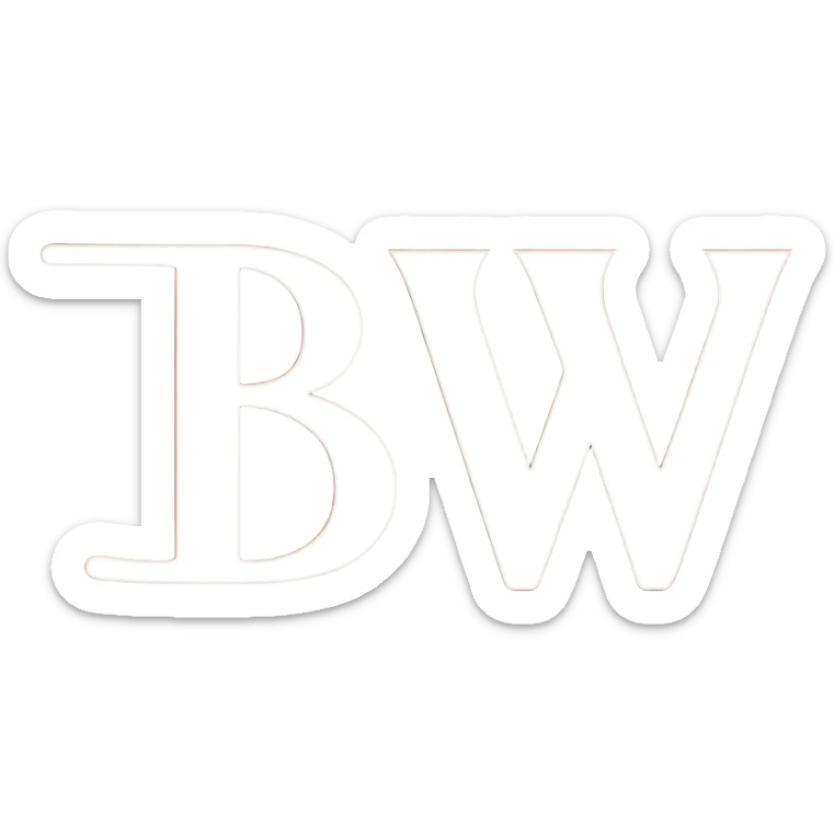 The letters BW, in a Medieval font sticker