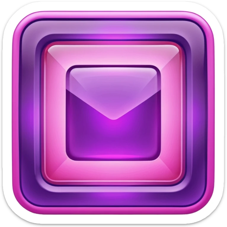 A glowing neon square in shades of purple and pink, transparent background sticker