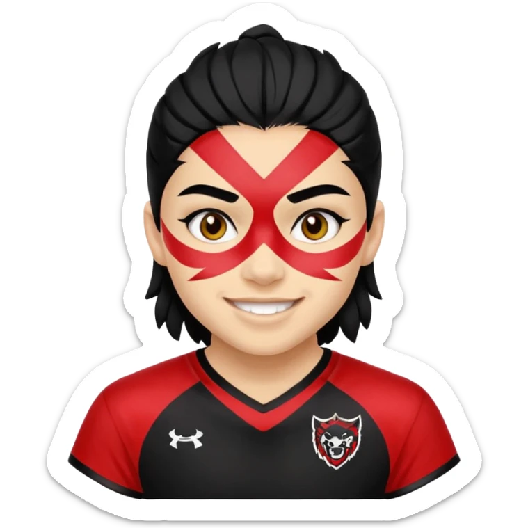 A black hair teen supporter with bold full-face paint, smiling with fierce team spirit. blonde hair sticker