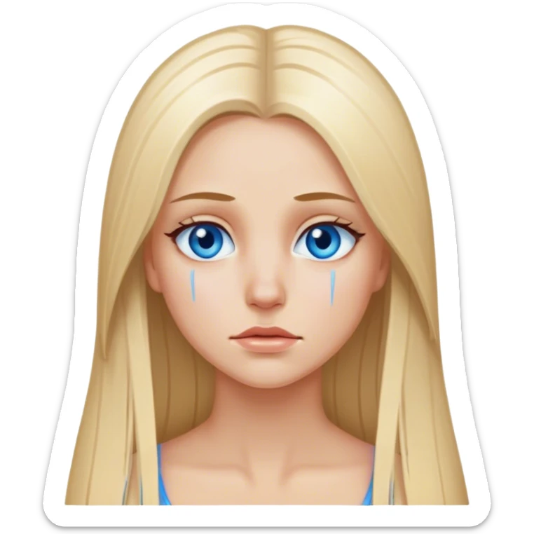 beautiful white girl with long straight blonde hair blue eyes crying  sticker