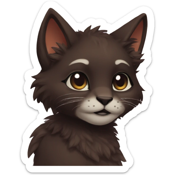 Anthro Shy Cute Cool Edgy Pretty Dark Brown Furry Feline Animal Anthro Sona sticker