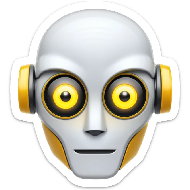 Prompt 13: "…how AI will change the job market."
Graphic: 🤖 Robot head icon (white) glowing yellow eyes.
Animation: Robot pulses with glow.
Background: Transparent.
 sticker