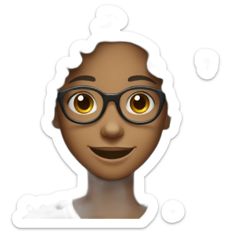 smiling black teenager girl with long black curly hair and round glasses sticker