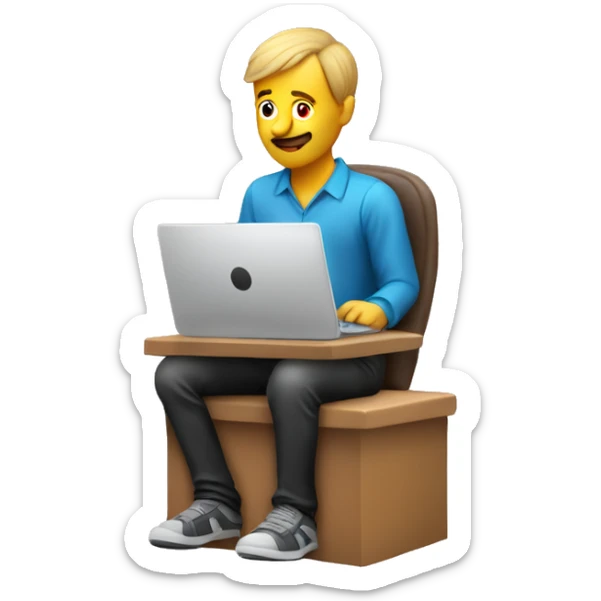 there is a lot of details i need only person sitting near computer working without other peoples realistic 3d icon with colors sedentary lifestyle sticker