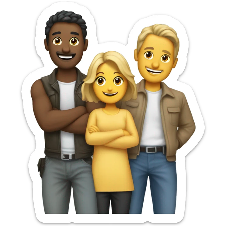 Grupo de 5 personas con 2 hombres y 3 mujeres felices sticker