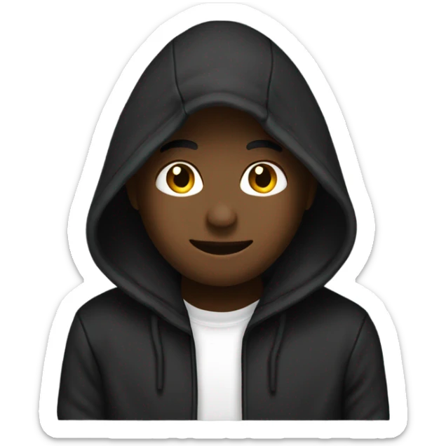 “Black hoodie emoji, minimalist style, simple design with a hood, long sleeves, and no logos or patterns, transparent background.” sticker