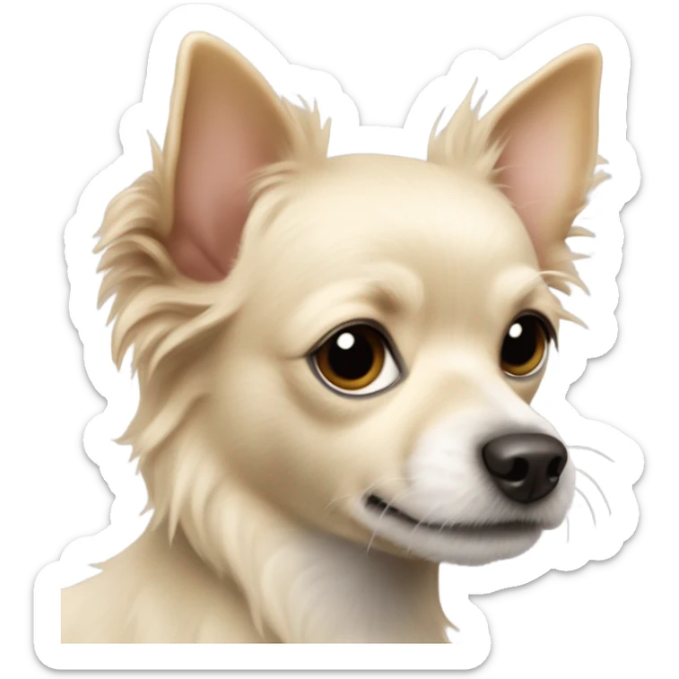 skinny fluffy ratty cream terrier dog pointy ear chihuahua  sticker