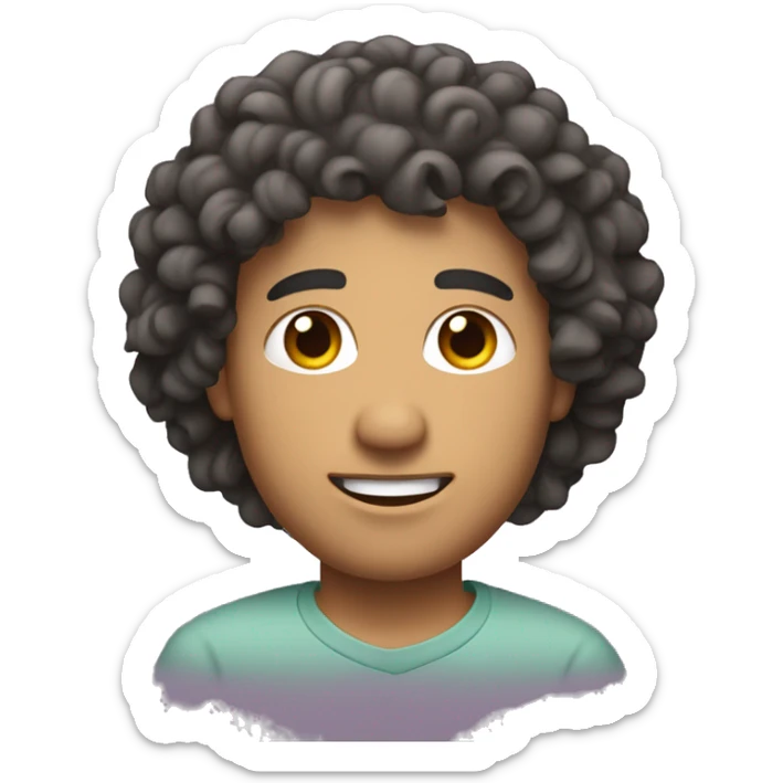 Latin man with curly hair and ayes a little bit asian and gradient cut in head side sticker