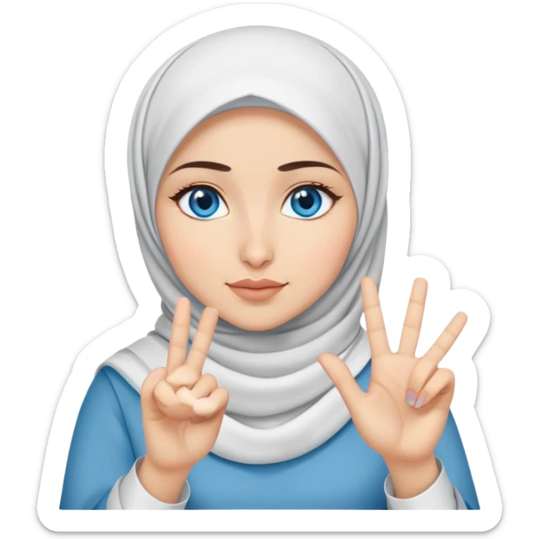 Turkish beautiful finish Konya girl blue eyes with hijab and saying no with hand gesture sticker