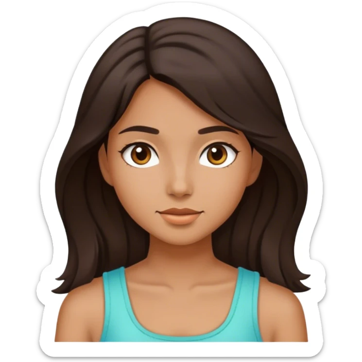 a girl with dark brown hair and with a summer outfit sticker