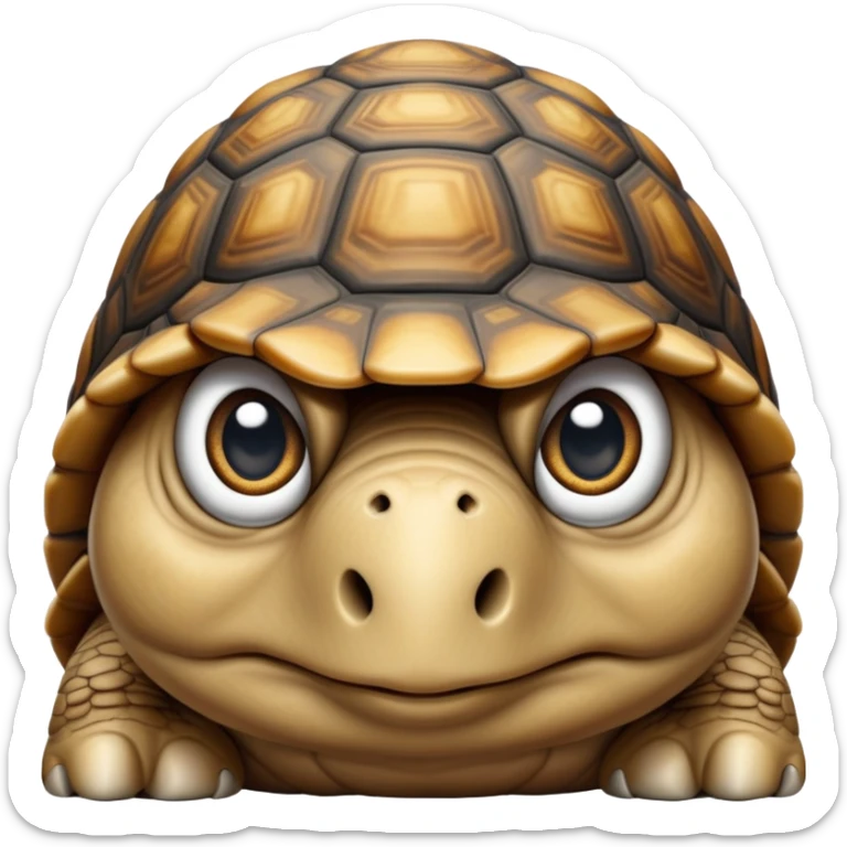 cinematic-tortoise-realistic--emoji,,-wrinkled-wise-face-peering-ahead-with-calm-determination,-cute large-eyes-reflecting-centuries of wisdom, zoomed into its face sticker