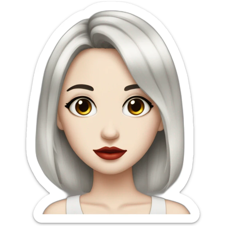 Beautiful young woman,Black hair,long hair,White skin,oval face,big eyes,Blackeyes,Redlips,Chinese sticker