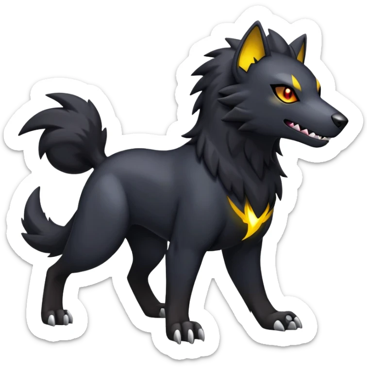 Shiny Exotic Excessive Mysterious Houndour-Poochyena-Pokémon-Fakémon-hybrid-creature (full body) sticker