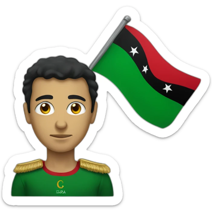 Avatar of an unknown person with the flag of Libya next to him  sticker