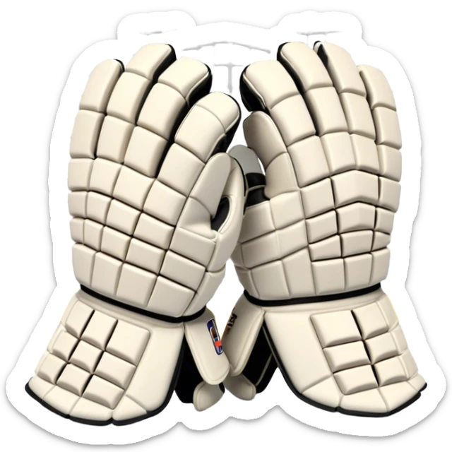 Cinematic Realistic image of goalie gloves showcasing detailed fabric textures and intricate grip patterns, rendered against a blurred goal backdrop with focused, high-contrast lighting that accentuates their essential design sticker