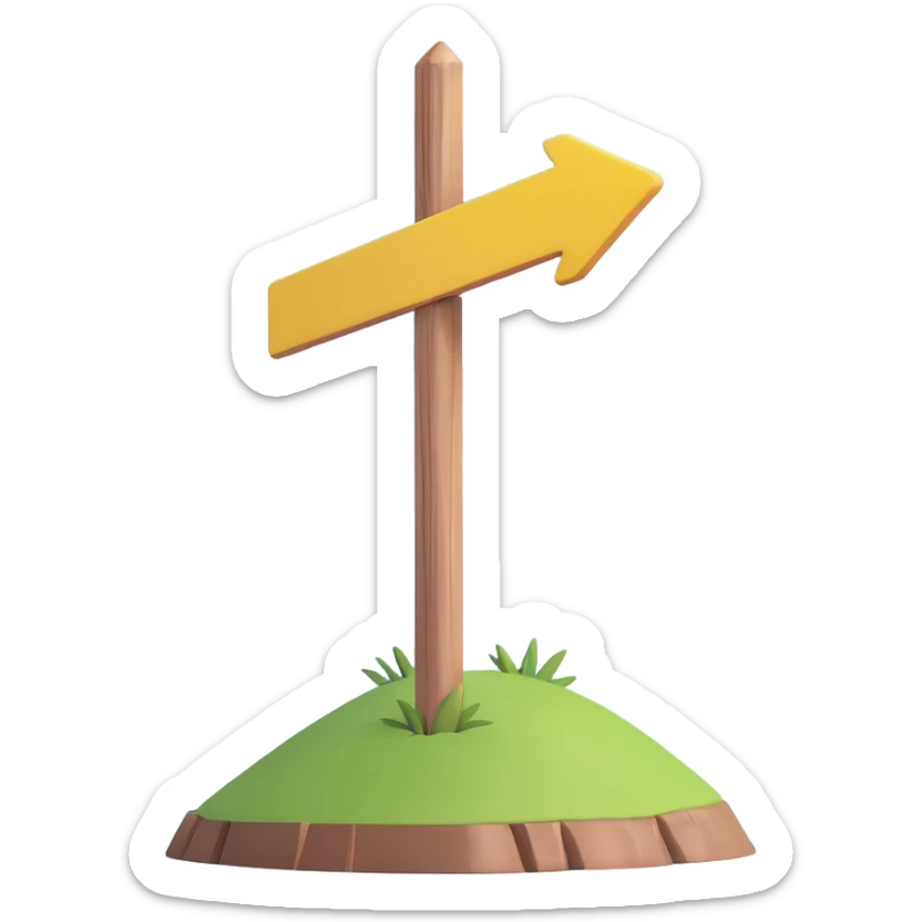 wooden post with yellow arrow sign pointing the way, Camino de Santiago sticker