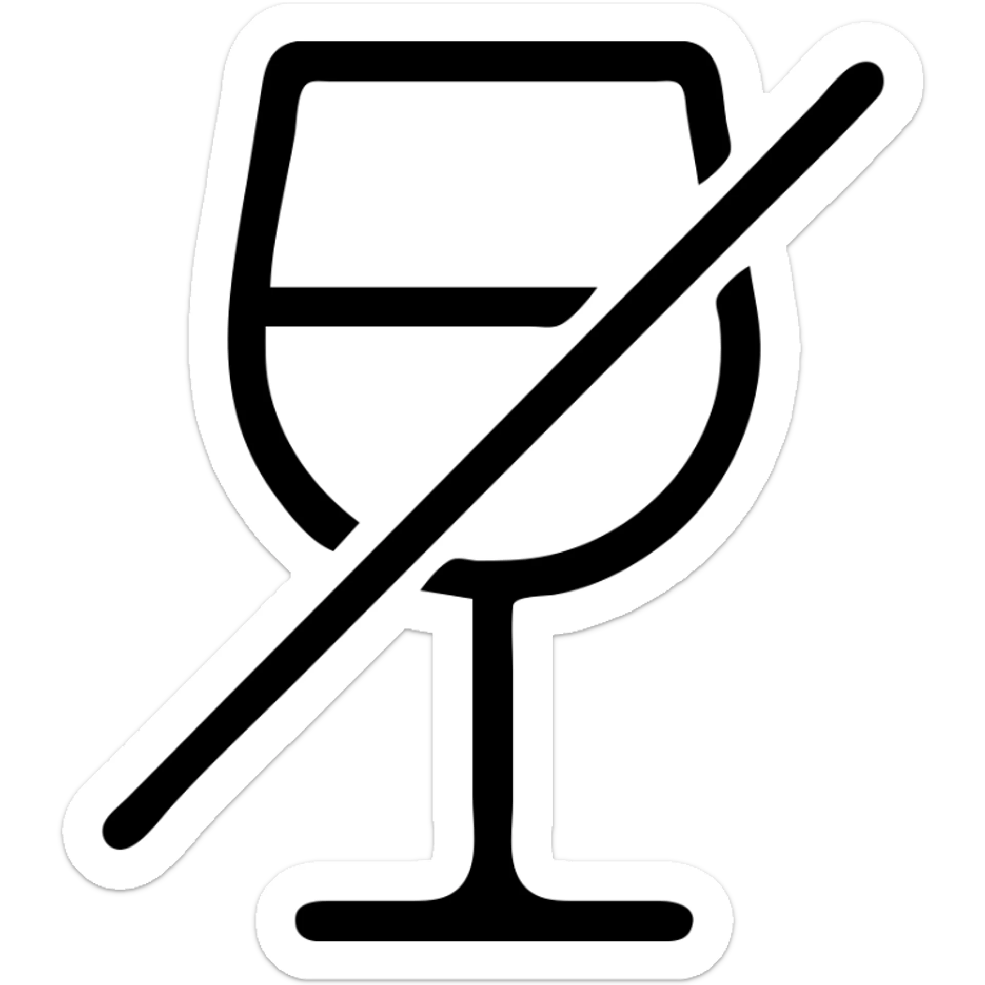 alcohol free icon, crossed-out wine glass, minimal, flat color, easy to recognize sticker