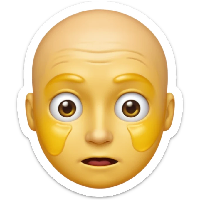 I want the emoji to be dizzy and sweaty and sweaty and transparent with yellow skin color and bald like all emoji’s  sticker