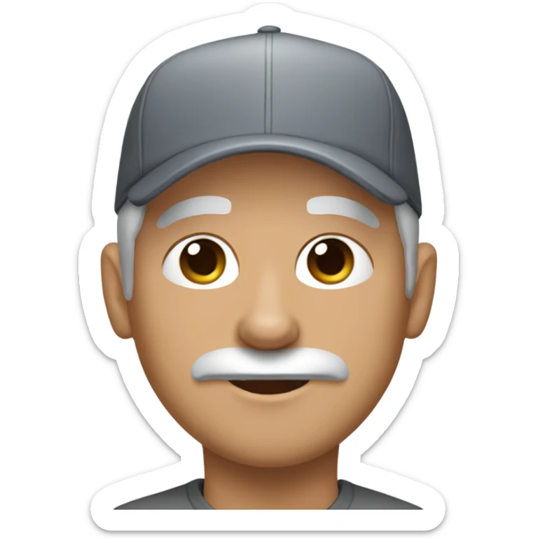 blue eyed man gray hair gray goatee wearing ball cap holding chihuahua with long black hair sticker