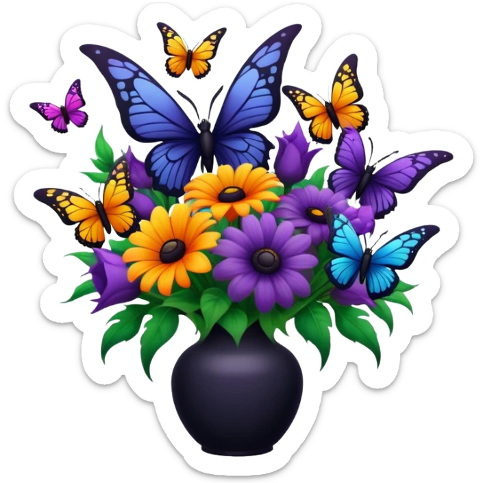 Beautiful bouquet of flowers with butterflies and baby dementors  sticker