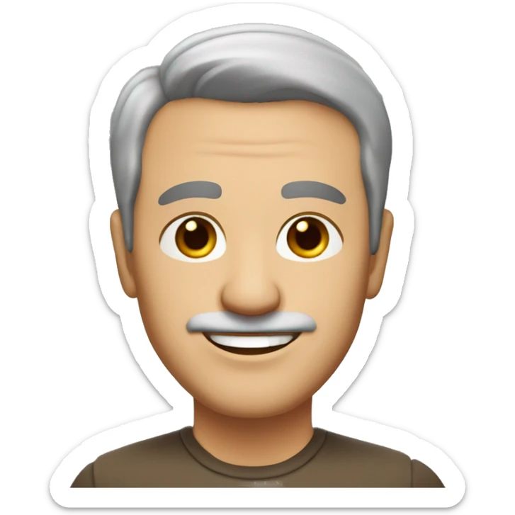 An mature Italian man with light skin, short dark brown  hair, a smiling face without moustache sticker