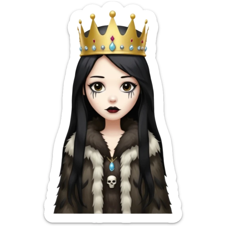 An attractive Alaskan princess, full body, facing to the right. In the style of your bleeding skull art. sticker