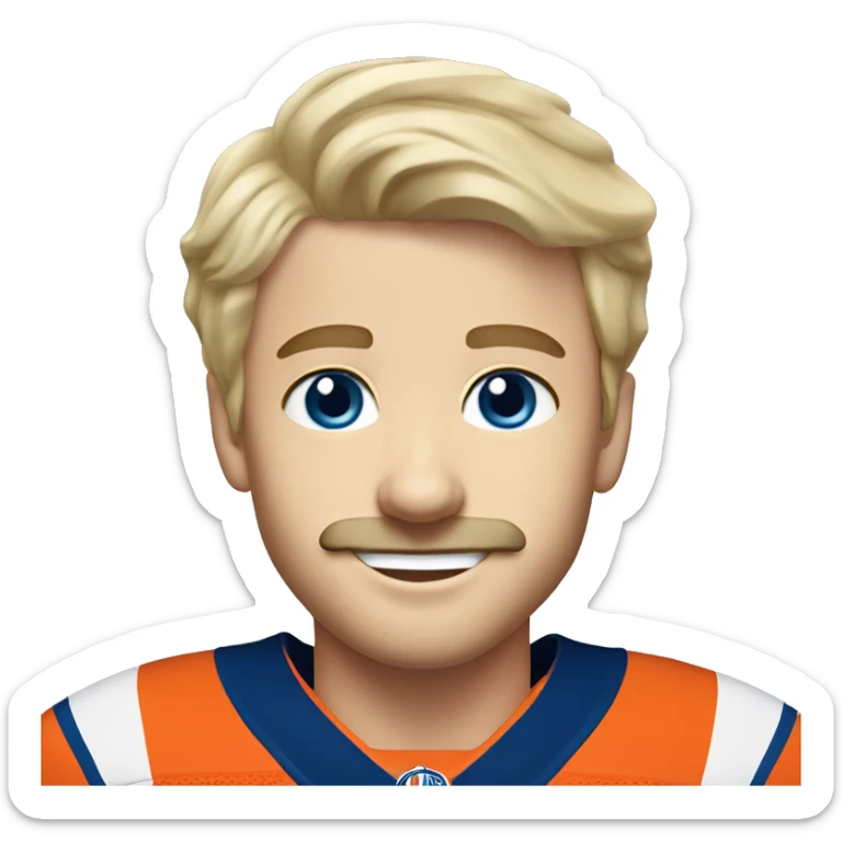 edmonton oilers short blonde hair boy with moustache and blue eyes smiling sticker