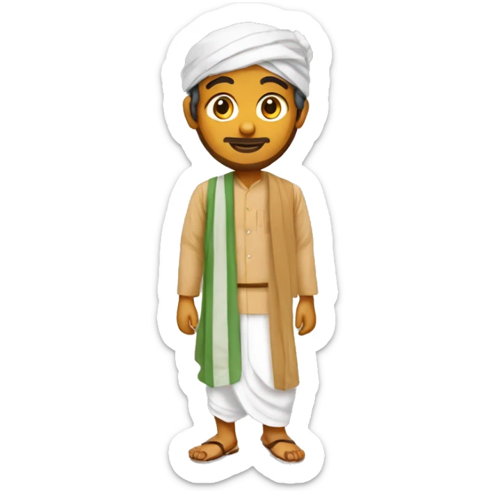 Make a Bengali man wear a lungi traditional Bengal Islam dress and hat sticker