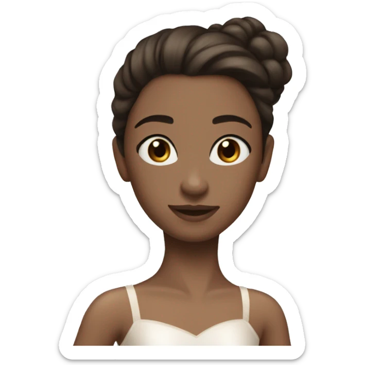 White ballerina black leotard brown hair middle part blue eyes no crown sticker