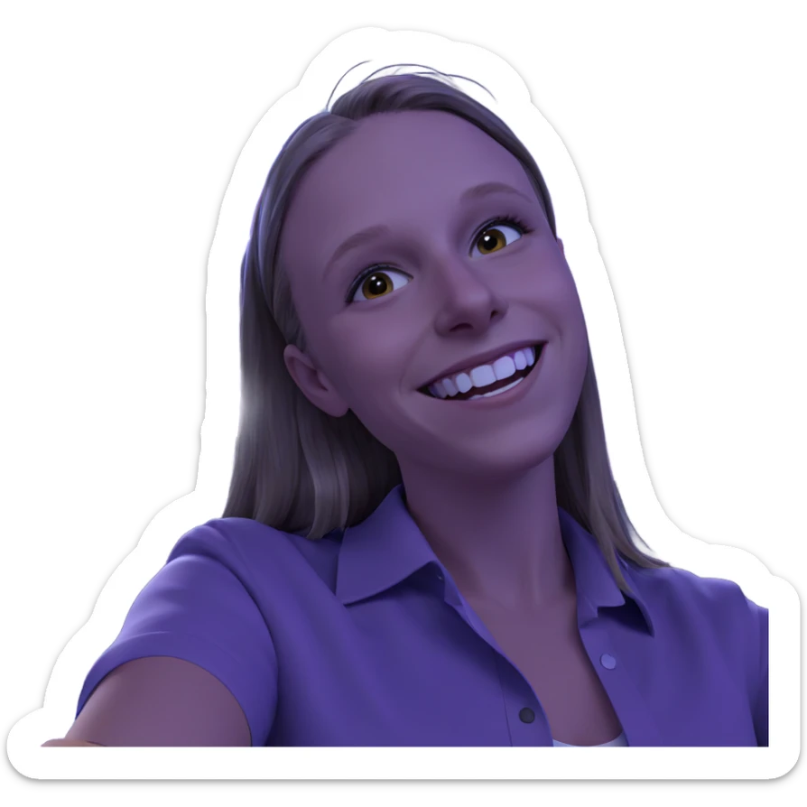 smiling girl in collared shirt sticker