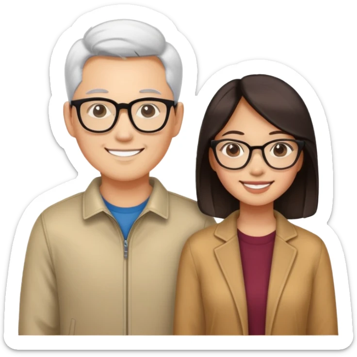 Show me an Asian American woman who loves a cool tall white guy with classes  sticker