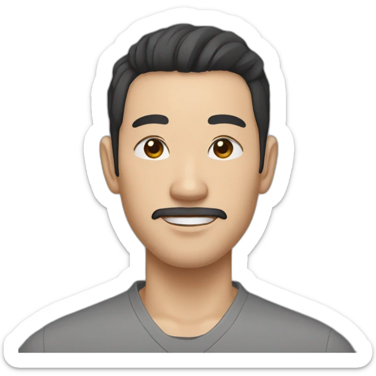 Chinese man with short, thick beard and short black wavy hair with thick eyebrows sticker