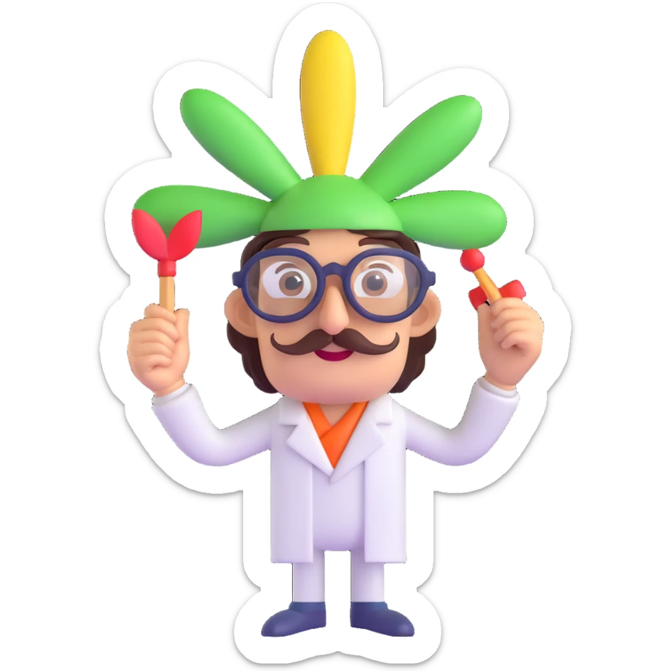 discord role icon for a psychiatric clinic, over-the-top silly patient with wacky accessories like a propeller hat or giant glasses, extremely humorous and fun, 3D style, color #6fe8f3 sticker