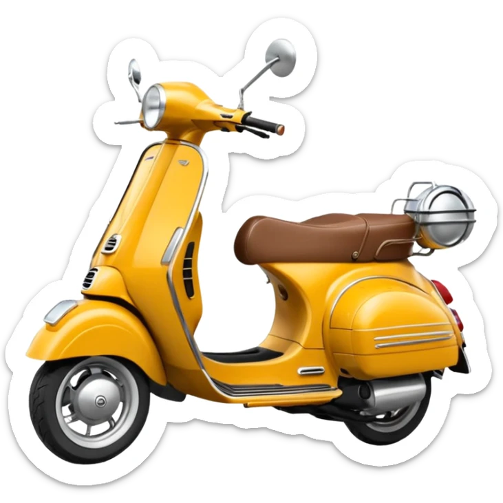 kahverengi küt saçlı gelin kahverengi saçlı damat turuncu vespa motor sürüyor sticker