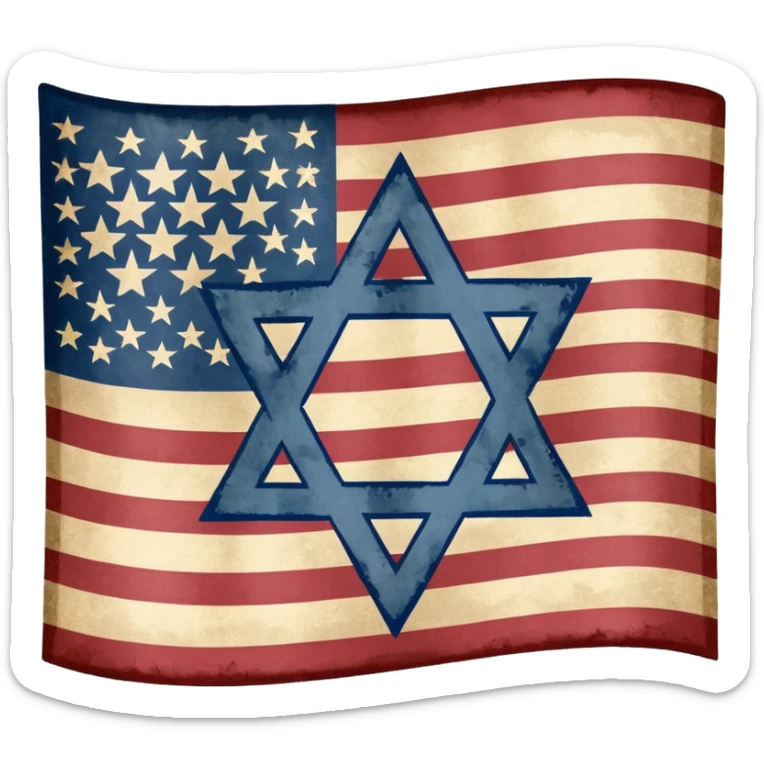 United States flag with a swastika symbol and star of david symbol on the flag sticker
