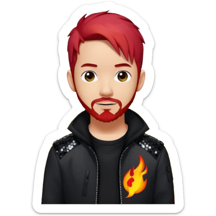 Mike Shinoda with fiery red hair, black sequin tour outfit  sticker