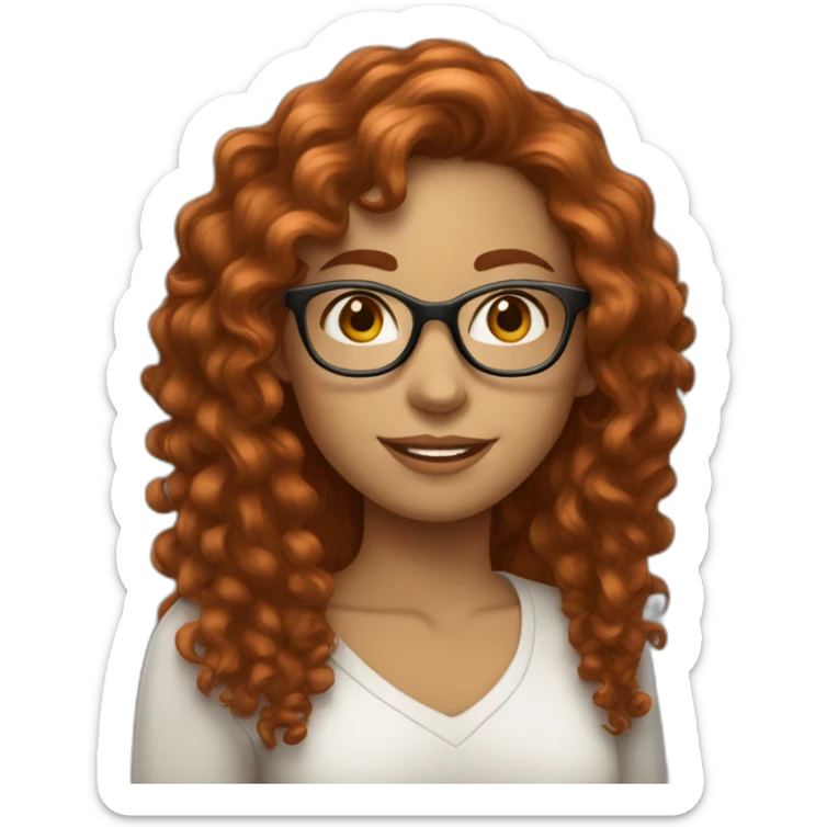 Whitw-girl-with-curly-long-hair-red-head-eyes-brown-wearing-glasses-blouse-white sticker