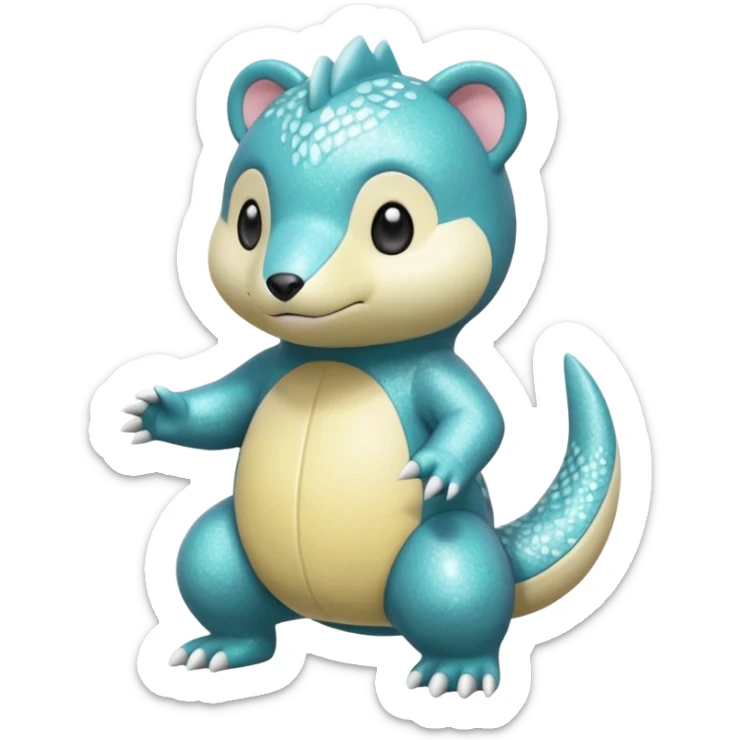 Sparkly Shiny Pastel Oshawott-Sandshrew-Totodile-Salandit (full body) sticker