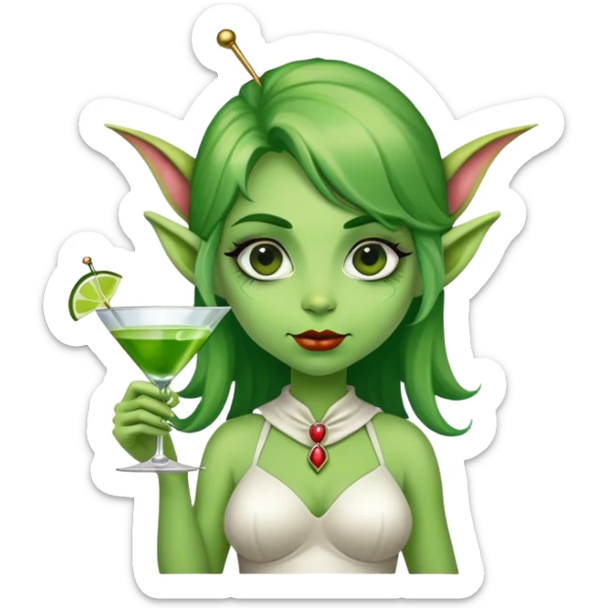 a green martini with ogre ears. i’m just a girl martini shrek aesthetic  sticker