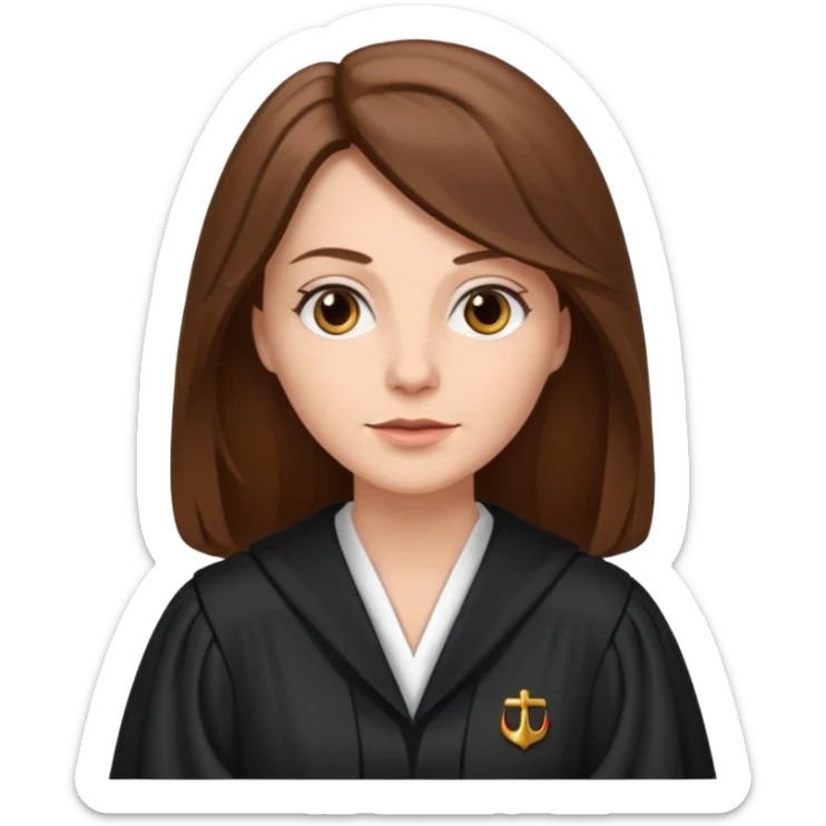white-women-with-long-brown-hair-lawyer-in-lawyer’s-robe. sticker