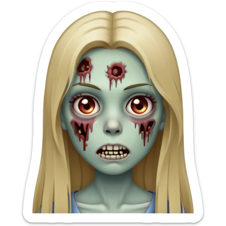 zombie girl with long straight dark blonde hair sticker