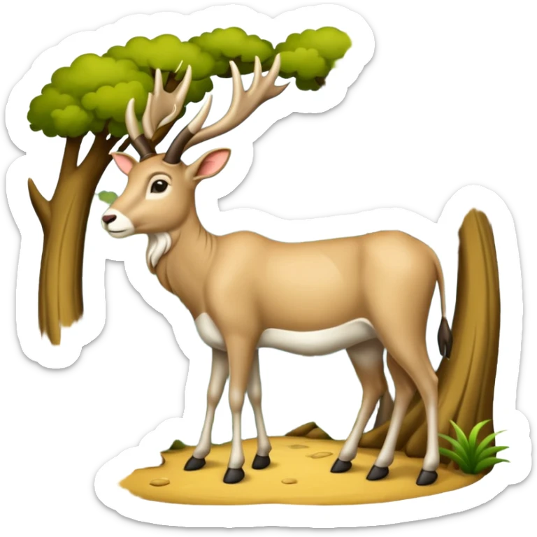 Een slede wordt getrokken door een eland in een noors dennenbos sticker