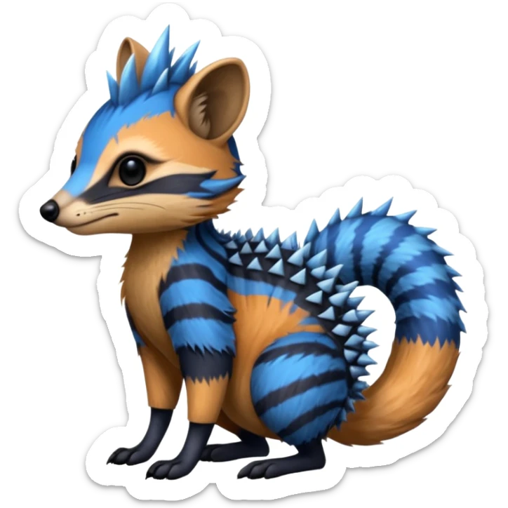 Fiery Blue-Flamed Handsome Wicked Cool Hot Edgy Numbat-Trico-Civet-Vernid-fusion-hybrid-creature sticker