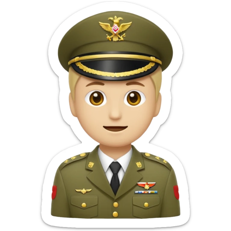 Eine salutierenden Emoji (Hautfarbe: weiß) in Armee Klamotten sticker