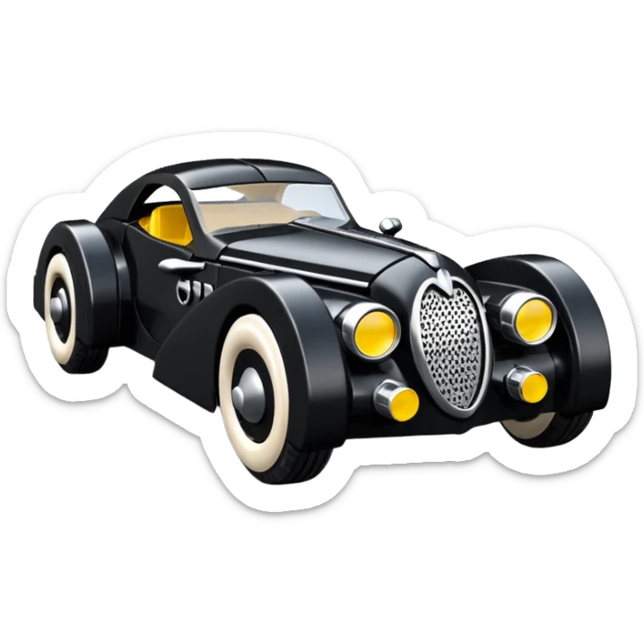  the animated series Batman aerodynamic Lego opulent dark knight futuristic concept loosely based on 1936 cord 812 jaguar(flat long straight faceted mechanical body) winged stealthy street hot rod  sticker