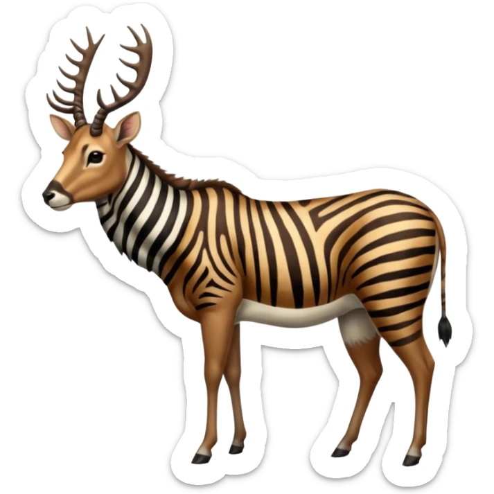 Wildebeest-Deer-zebra-bull-gazelle-fusion-animal-hybrid-creature, full body sticker